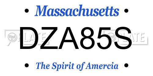 DZA85S Massachusetts License Plate