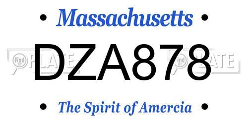 DZA878 Massachusetts License Plate