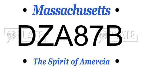 DZA87B Massachusetts License Plate