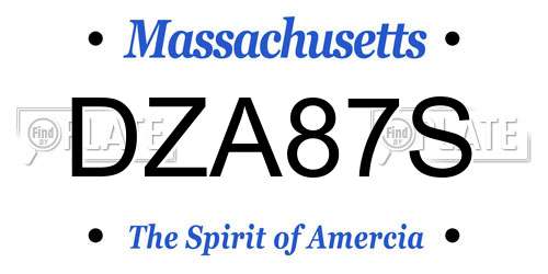 DZA87S Massachusetts License Plate