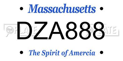 DZA888 Massachusetts License Plate