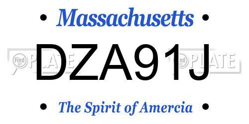 DZA91J Massachusetts License Plate