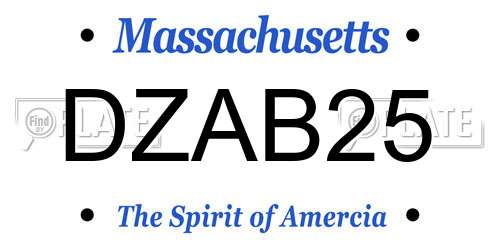DZAB25 Massachusetts License Plate