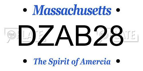 DZAB28 Massachusetts License Plate