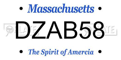DZAB58 Massachusetts License Plate
