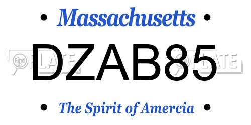 DZAB85 Massachusetts License Plate