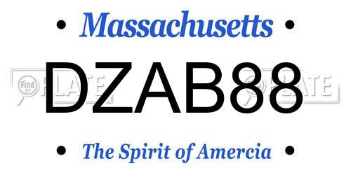 DZAB88 Massachusetts License Plate