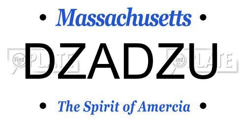 DZADZU Massachusetts License Plate