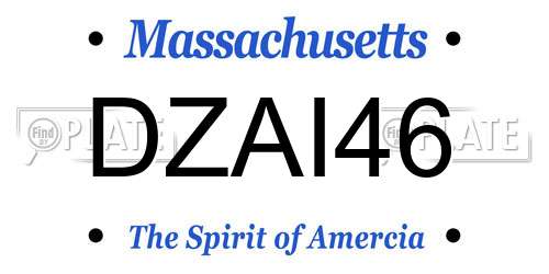 DZAI46 Massachusetts License Plate