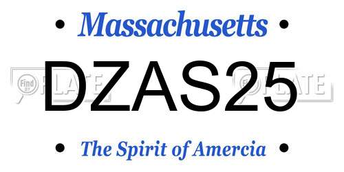 DZAS25 Massachusetts License Plate