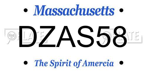 DZAS58 Massachusetts License Plate