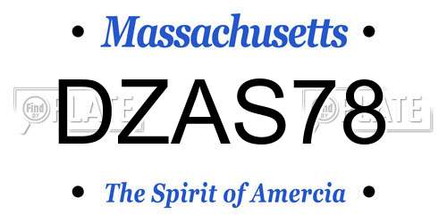 DZAS78 Massachusetts License Plate