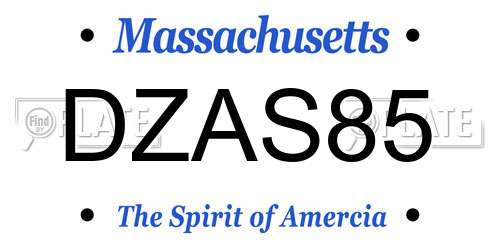 DZAS85 Massachusetts License Plate