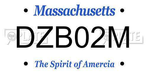 DZB02M Massachusetts License Plate