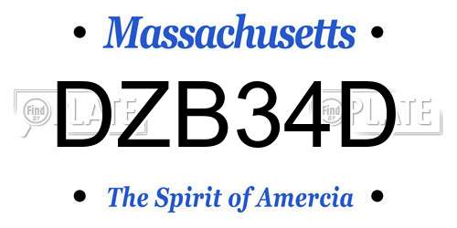 DZB34D Massachusetts License Plate