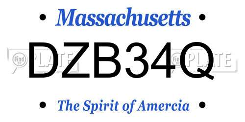 DZB34Q Massachusetts License Plate