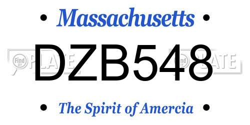 DZB548 Massachusetts License Plate