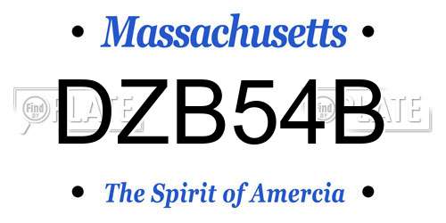 DZB54B Massachusetts License Plate