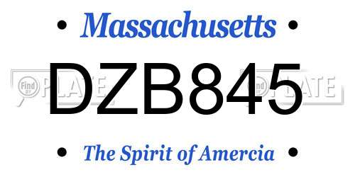 DZB845 Massachusetts License Plate