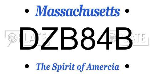 DZB84B Massachusetts License Plate