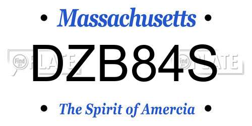 DZB84S Massachusetts License Plate