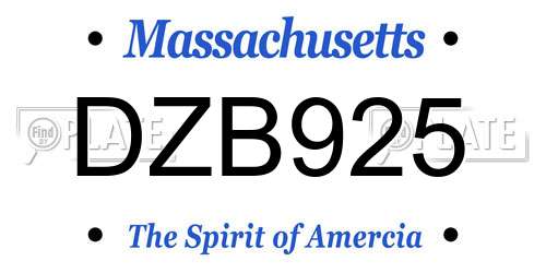 DZB925 Massachusetts License Plate