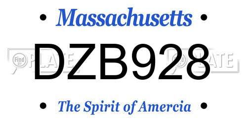 DZB928 Massachusetts License Plate