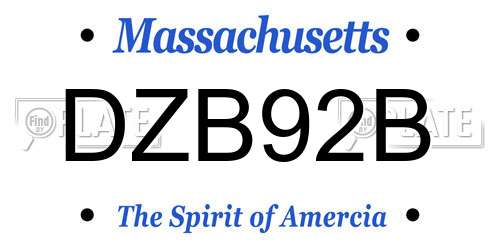 DZB92B Massachusetts License Plate