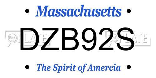 DZB92S Massachusetts License Plate