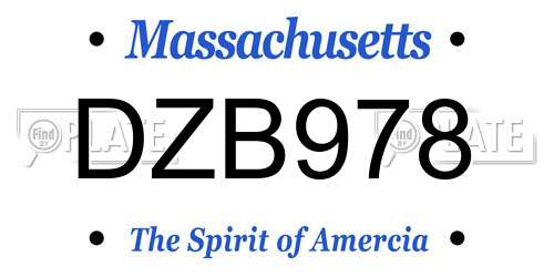 DZB978 Massachusetts License Plate