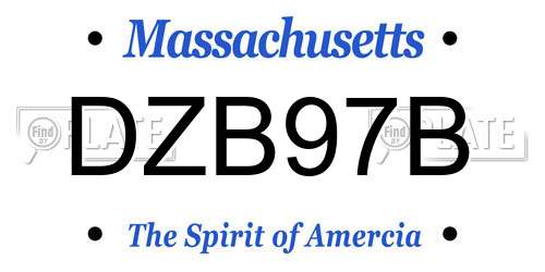 DZB97B Massachusetts License Plate