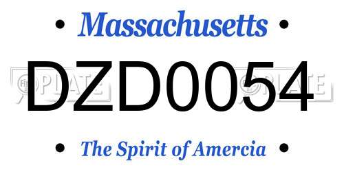 DZD0054 Massachusetts License Plate