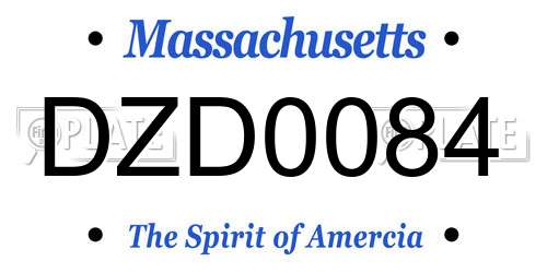 DZD0084 Massachusetts License Plate