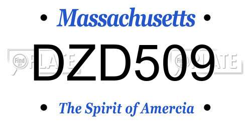 DZD509 Massachusetts License Plate