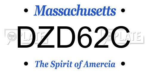 DZD62C Massachusetts License Plate