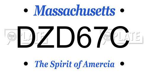 DZD67C Massachusetts License Plate
