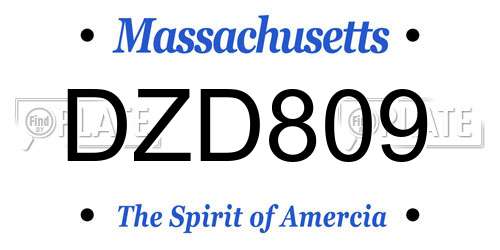 DZD809 Massachusetts License Plate