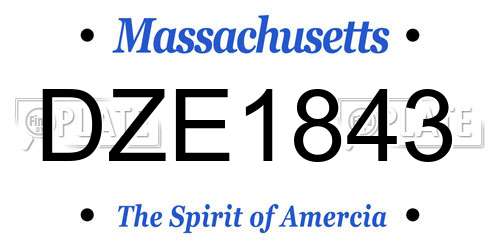 DZE1843 Massachusetts License Plate