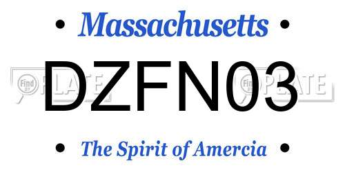DZFN03 Massachusetts License Plate