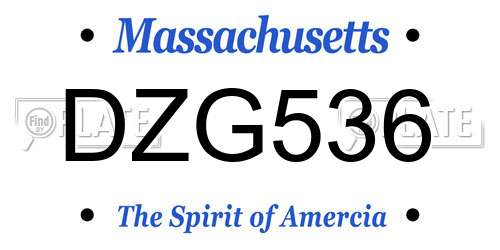 DZG536 Massachusetts License Plate