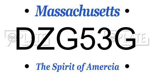 DZG53G Massachusetts License Plate