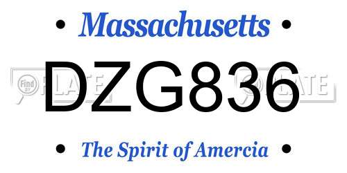 DZG836 Massachusetts License Plate
