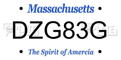DZG83G Massachusetts License Plate