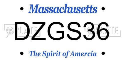 DZGS36 Massachusetts License Plate