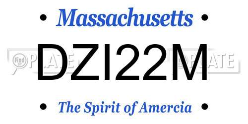 DZI22M Massachusetts License Plate