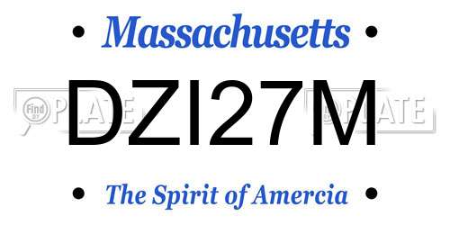 DZI27M Massachusetts License Plate
