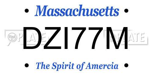 DZI77M Massachusetts License Plate