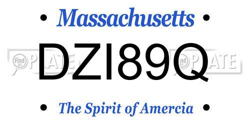 DZI89Q Massachusetts License Plate