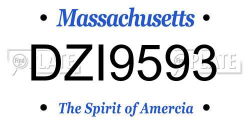DZI9593 Massachusetts License Plate