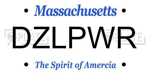 DZLPWR Massachusetts License Plate